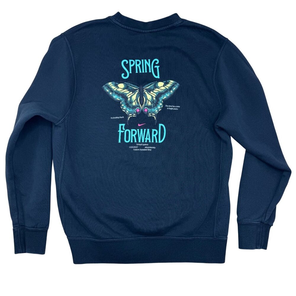 Rare Nike Black Spring Forward Butterfly graphic embroidered Swoosh pullover Sm